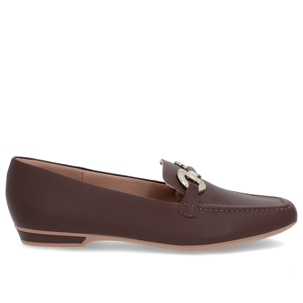 Sapato Loafer Marrom Pinhão Couro Bridão Confortável Estiloso