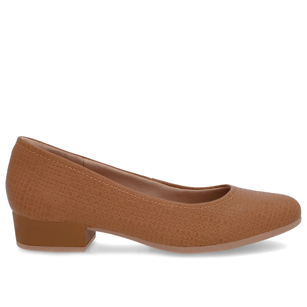 Scarpin Marrom Feminino Couro Legítimo Conforto Bico Redondo Elegante