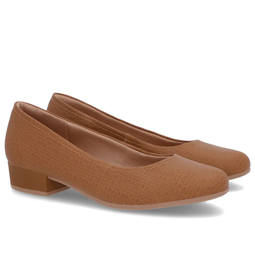 Scarpin Marrom Feminino Couro Legítimo Conforto Bico Redondo Elegante